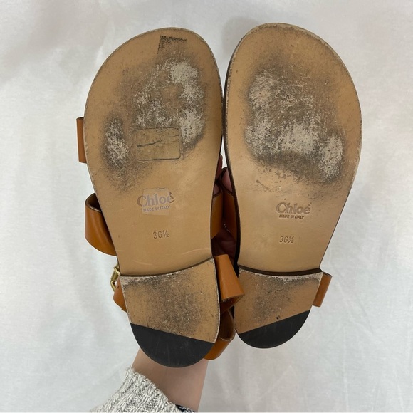 Chloe Brown Leather Gladiator Sandals size 36.5 - Picture 5 of 5